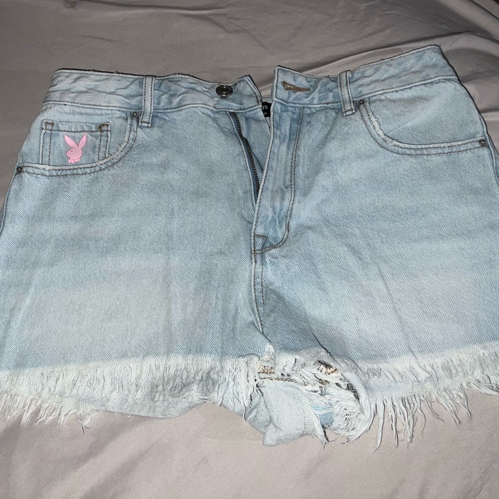 Playboy Women's Light Blue Denim Shorts
